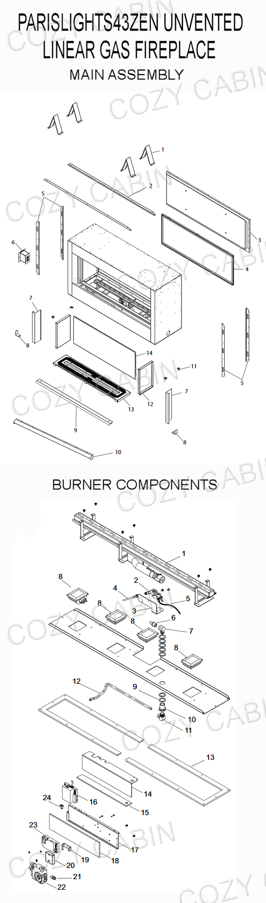 Astria Unvented Linear Natural Gas Fireplace (PARISLIGHTS43ZEN) #PARISLIGHTS43ZEN